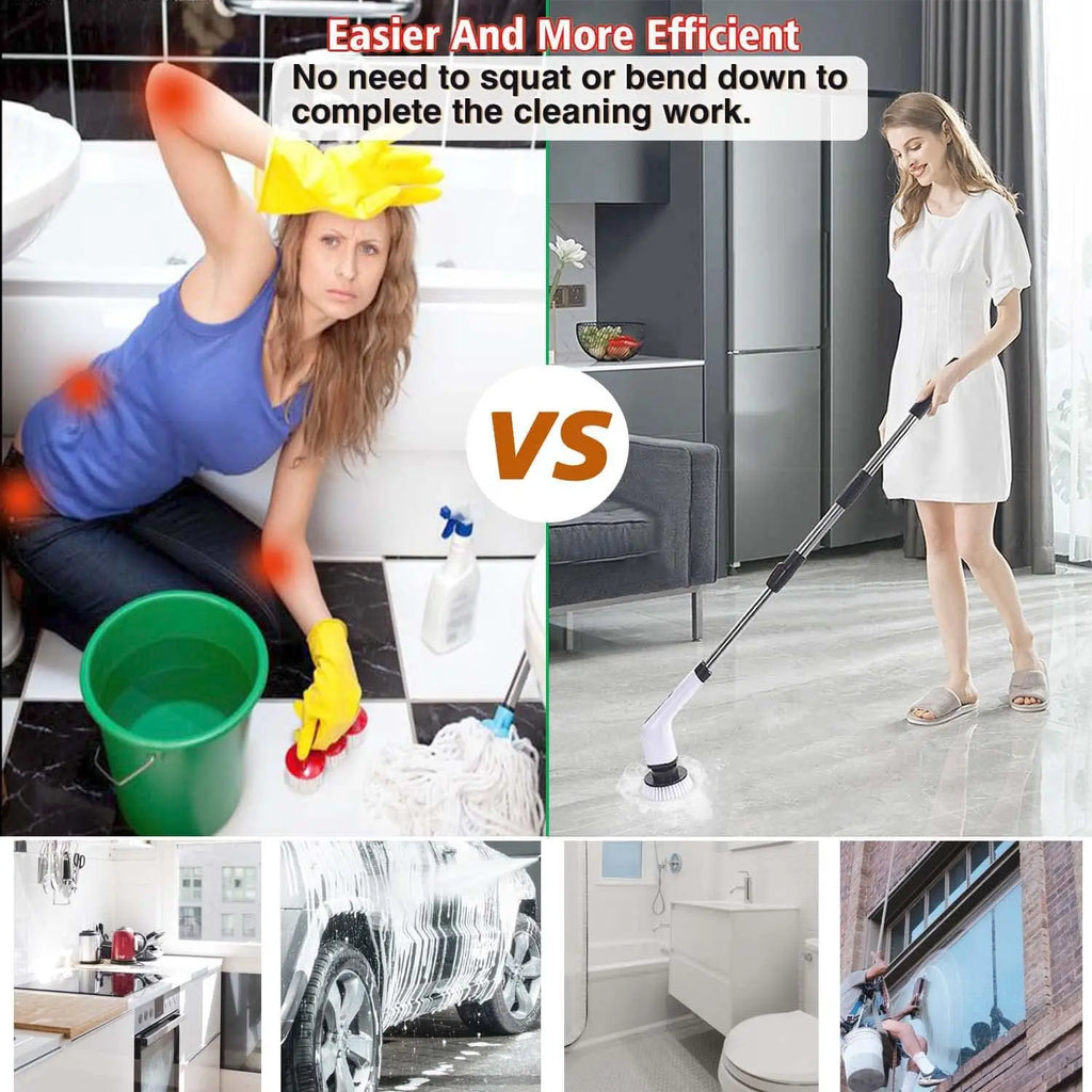 Electric Cordless Spin Scrubber | 7-in-1 Cleaning Brush