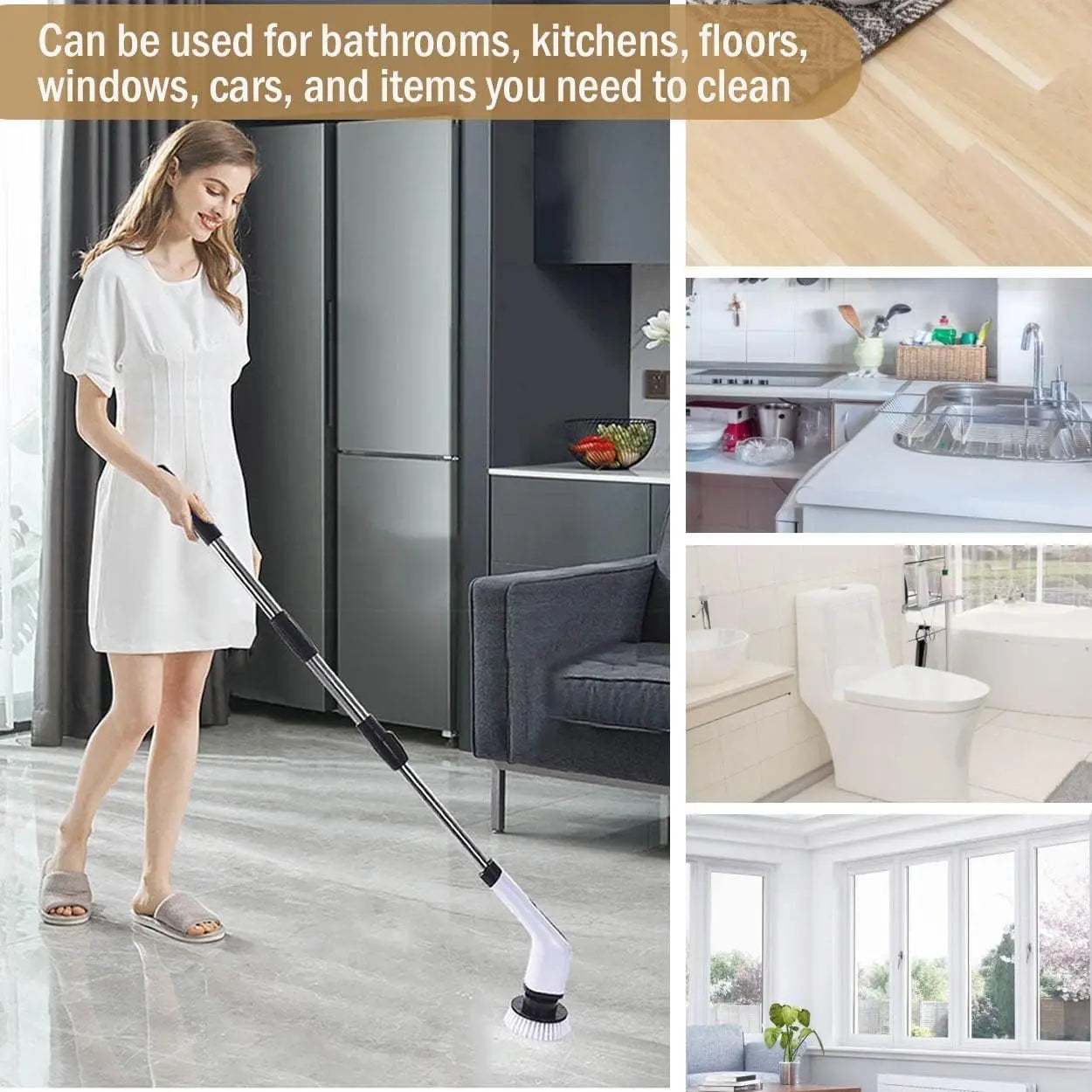 Electric Cordless Spin Scrubber | 7-in-1 Cleaning Brush