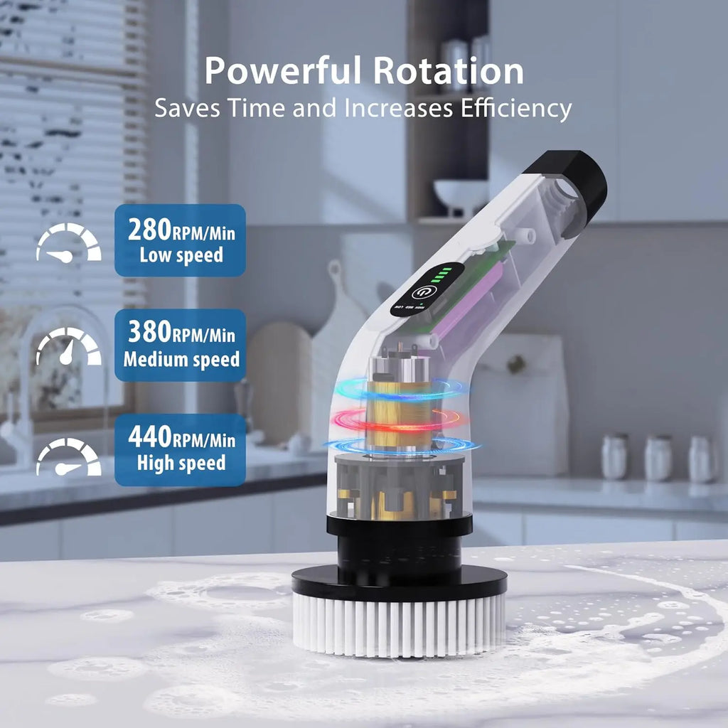 Electric Cordless Spin Scrubber | 7-in-1 Cleaning Brush
