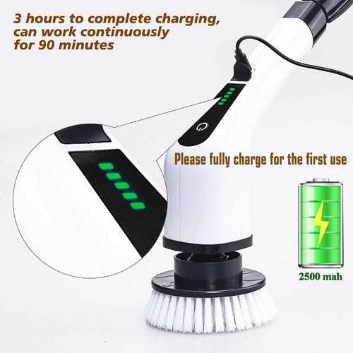 Electric Cordless Spin Scrubber | 7-in-1 Cleaning Brush